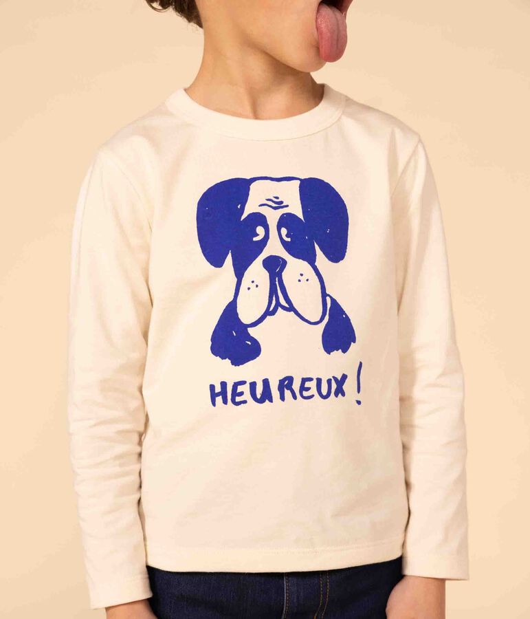 Lang&auml;rmeliges T-Shirt aus Baumwolle f&uuml;r Kinder M&auml;dchen/Jungen naturfarben/blau