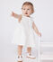 Ärmelloses weißes Baby-Kleid aus Baumwolle mit Lochspitze weiss MARSHMALLOW