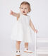 Ärmelloses weißes Baby-Kleid aus Baumwolle mit Lochspitze