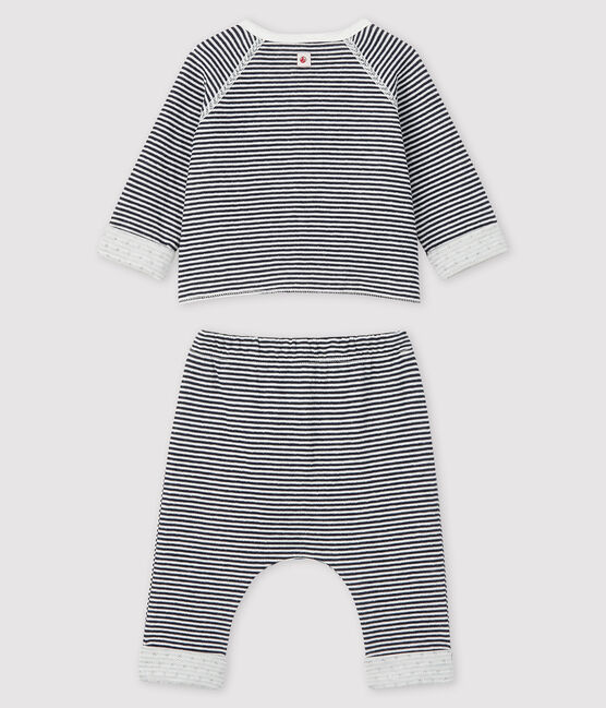 Dreiteiliges Baby-Set aus Doppeljersey blau SMOKING/weiss MARSHMALLOW