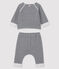 Dreiteiliges Baby-Set aus Doppeljersey blau SMOKING/weiss MARSHMALLOW