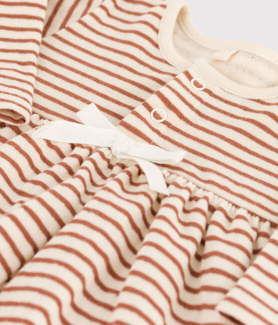 Gestreiftes Babykleid aus Baumwoll-Doppeljersey weiss AVALANCHE/ CINA:AVALANCHE