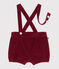 Baby-Trägershorts aus einfarbigem Fein-Cord AMARANTE