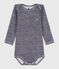 Langärmliger Baby-Body aus Wolle und Baumwolle blau SOIR/ MARSHMALLOW