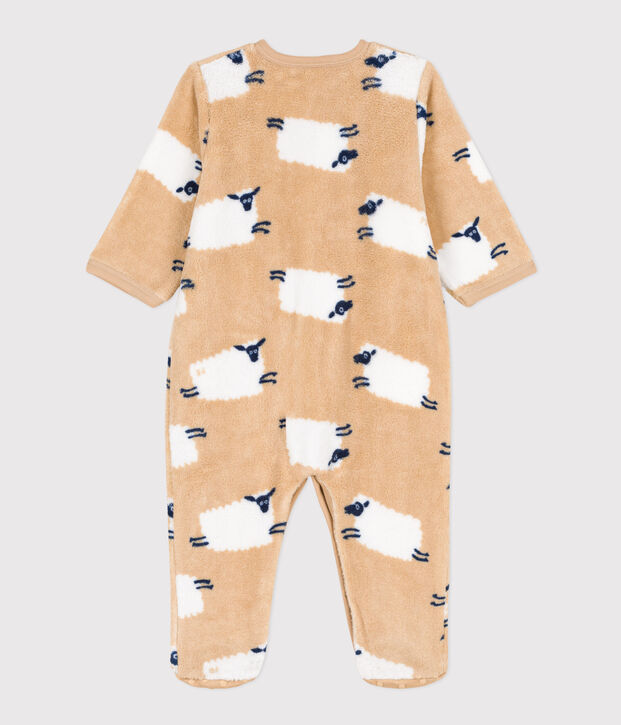 Strampler zum &Uuml;berziehen aus Fleece beige/vielfarbig