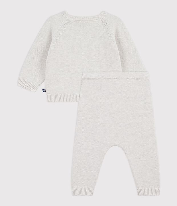 2-teiliges Baby-Set aus Woll- und Baumwoll-Strick mit B&auml;renmotiv MONTELIMAR CHINE