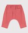 Einfarbige Baby-Pluderhose aus Bio-Musselinstoff rosa PAPAYE