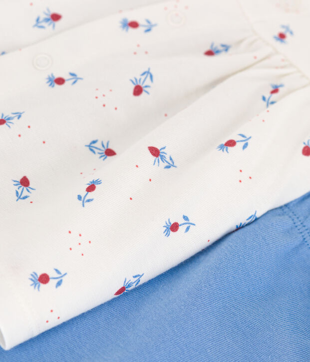 2-teiliges Newborn-Set aus Baumwolle mit R&uuml;schenbluse weiss/vielfarbig