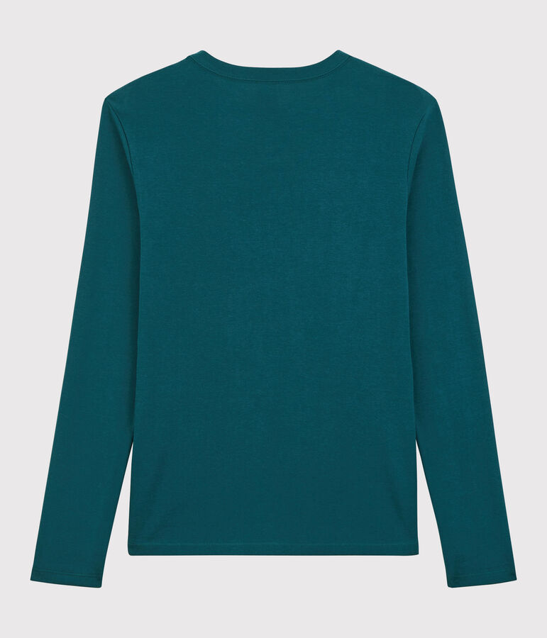 Klassisches Damen-T-Shirt aus Baumwolle mit Rundhalsausschnitt gr&uuml;n