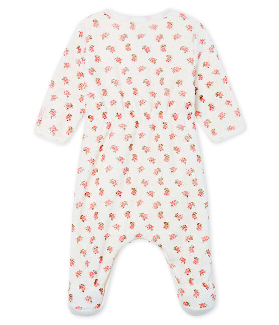 Baby-Bodyjama aus Velours für Mädchen weiss MARSHMALLOW/weiss MULTICO
