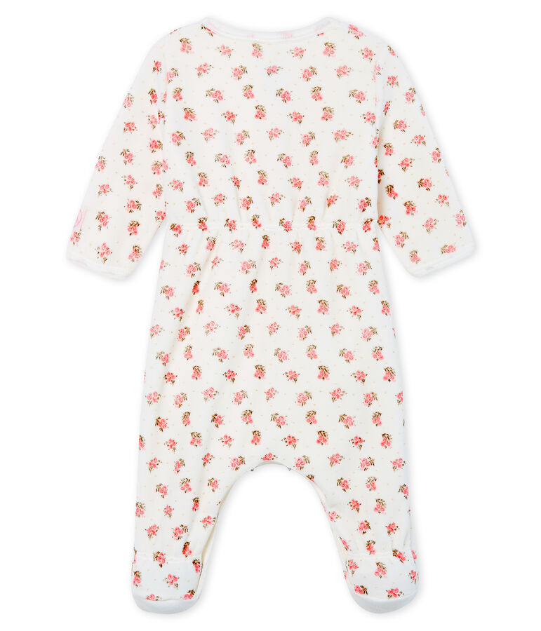 Baby-Bodyjama aus Velours f&uuml;r M&auml;dchen weiss MARSHMALLOW/weiss MULTICO