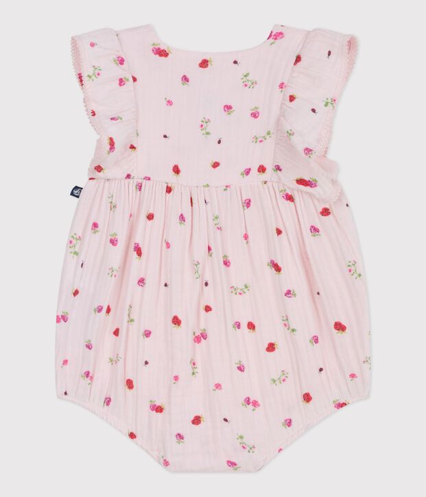 Baby-Overall aus Musselin-Stoff mit Blumenmuster rosa/vielfarbig