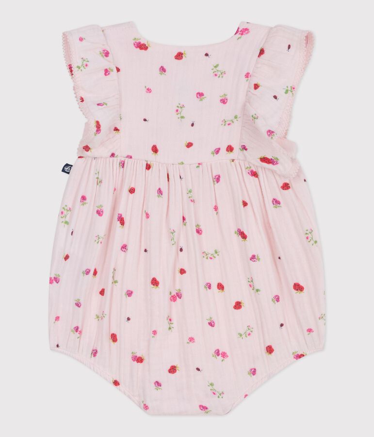 Baby-Overall aus Musselin-Stoff mit Blumenmuster rosa/vielfarbig