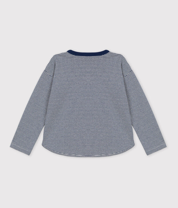 Lang&auml;rmeliges Kinder-T-Shirt aus Doppeljersey f&uuml;r Jungen blau/beige