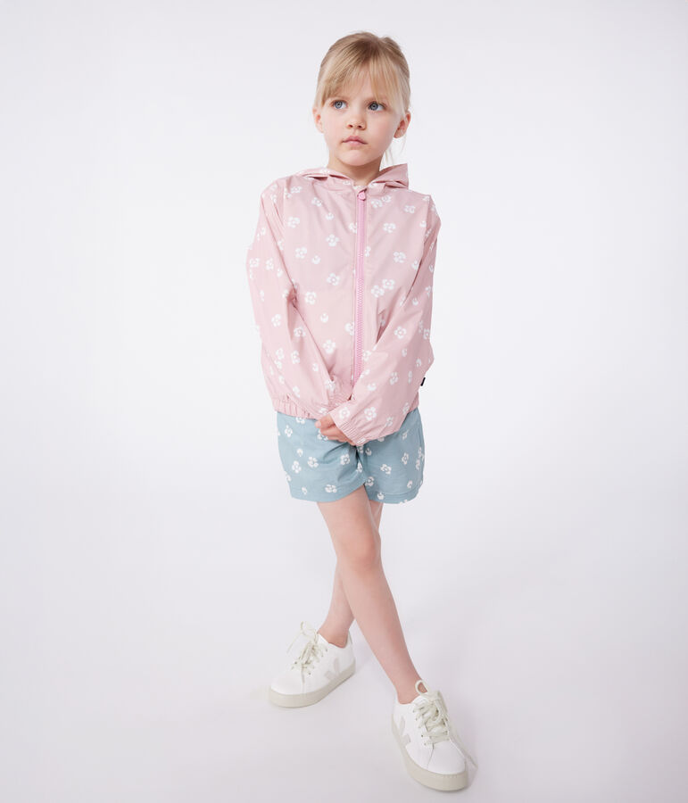 Kinder-Windjacke mit Blumenmuster rosa/weiss