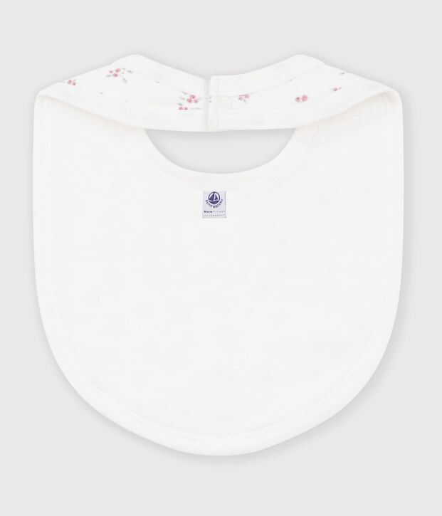 Baby-L&auml;tzchen aus gemusterter Baumwolle weiss/rosa