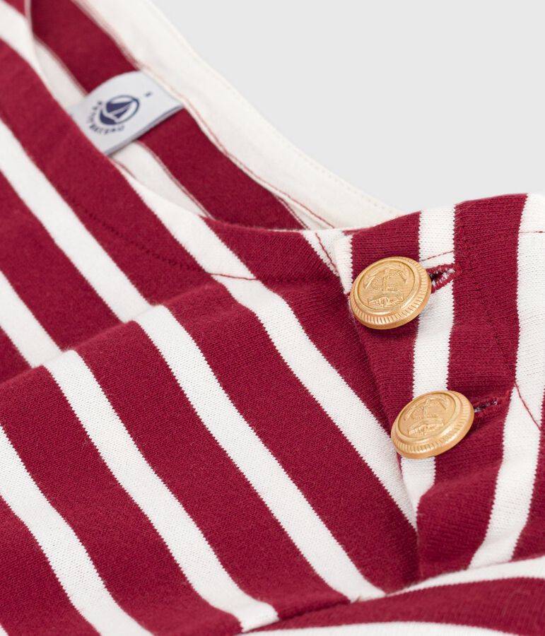 Damen-Streifenshirt Marini&egrave;re aus Baumwolle rot/naturfarben