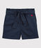 Shorts zum Binden aus Baumwollserge für Mädchen blau SMOKING