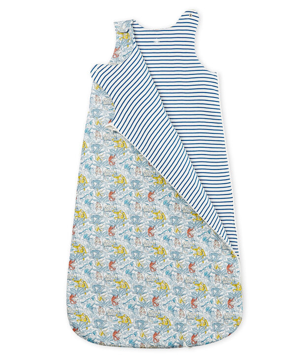 Wendbarer Baby-Schlafsack aus Baumwolle f&uuml;r Jungen weiss/gr&uuml;n