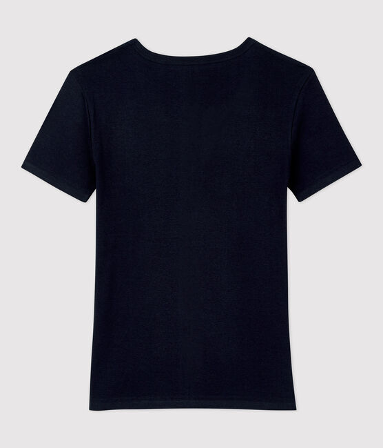 Eng anliegendes T-Shirt mit V-Ausschnitt aus Baumwolle für Damen blau SMOKING