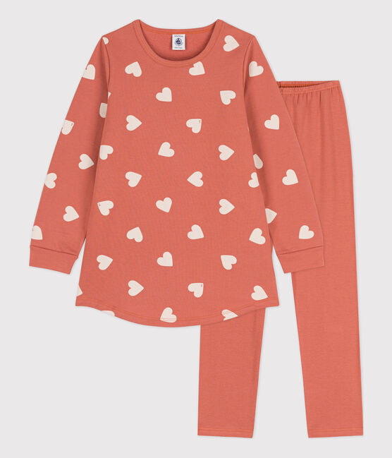 Nachthemd und Leggings aus Molton mit Herzchen-Muster für Mädchen BRANDY/ AVALANCHE