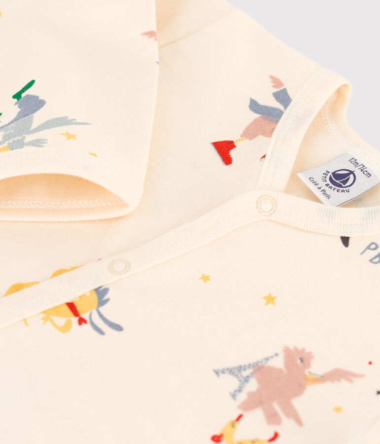 Baby-Strampler Paris aus Molton naturfarben/vielfarbig