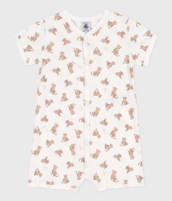 Bedruckter Baby-Kurzoverall aus Baumwolle weiss MARSHMALLOW/weiss MULTICO