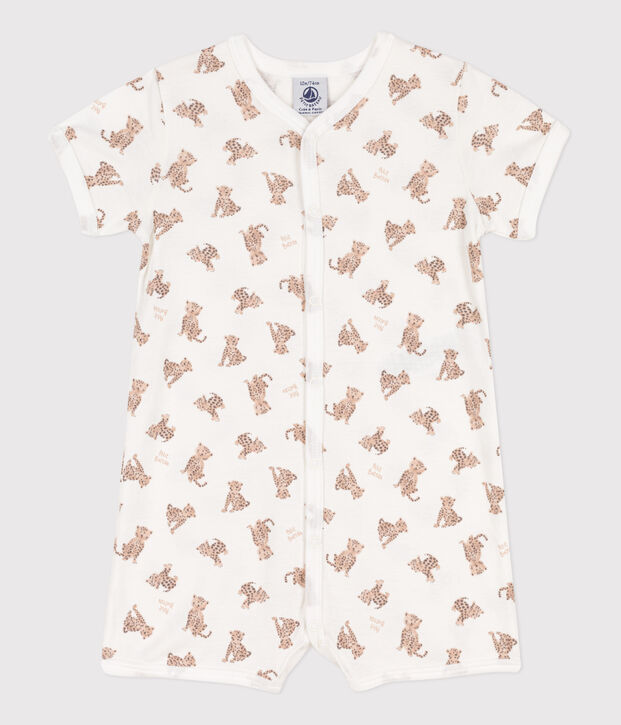 Bedruckter Baby-Kurzoverall aus Baumwolle weiss/vielfarbig