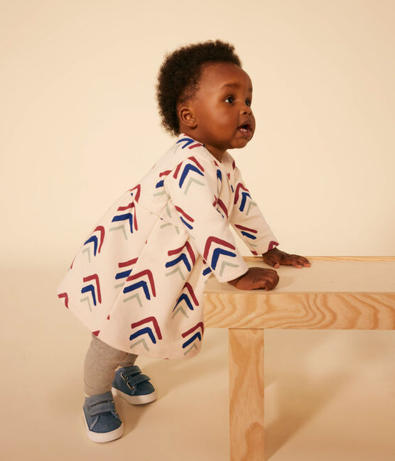 Langärmeliges Baby-Kleid aus Molton weiss AVALANCHE/ MULTICO