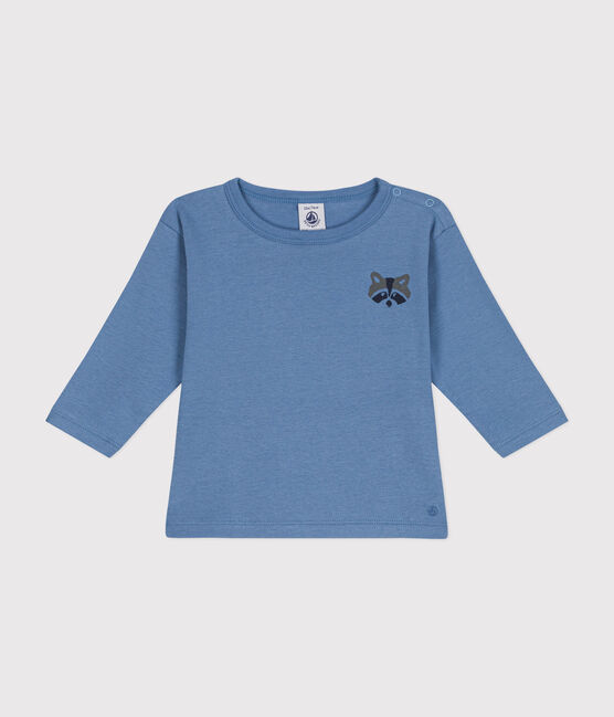 Langärmeliges Baby-T-Shirt aus Baumwolle blau BEACH
