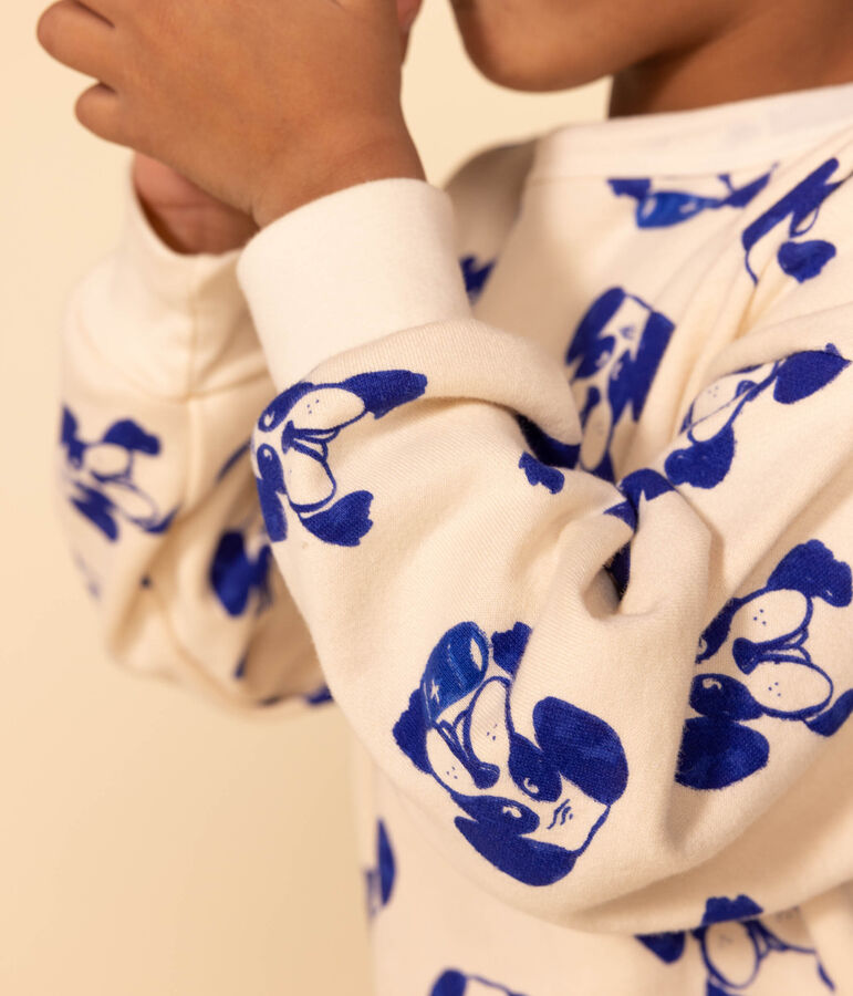 Sweatshirt mit Printmotiv aus Molton naturfarben/blau