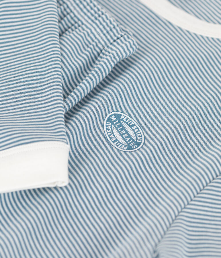Kinderpyjama aus Baumwolle mit Ringelstreifen blau/weiss