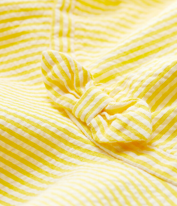Baby-Sonnenhut mit Streifen f&uuml;r M&auml;dchen gelb/weiss