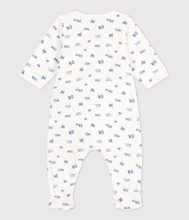 Baby-Bodyjama Heho aus Doppeljersey weiss/blau