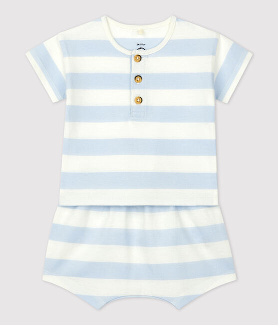 Zweiteiliges Baby-Set aus Jersey mit Streifenmuster PLEINAIR/ MARSHMALLOW