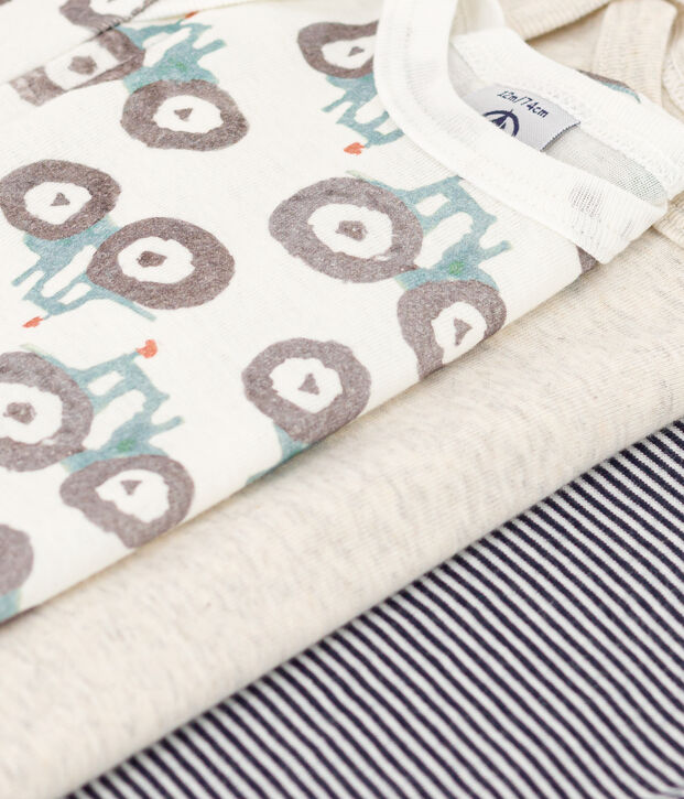 3er-Set lang&auml;rmelige Baby-Bodys aus Baumwolle mit Treckermotiv vielfarbig
