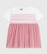 Kurzärmeliges Baby-Kleid aus Baumwolle und Tüll, gestreiftes Oberteil