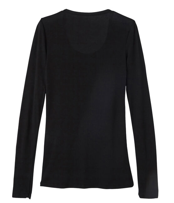 Leichtes langärmeliges baumwoll-t-shirt damen schwarz NOIR