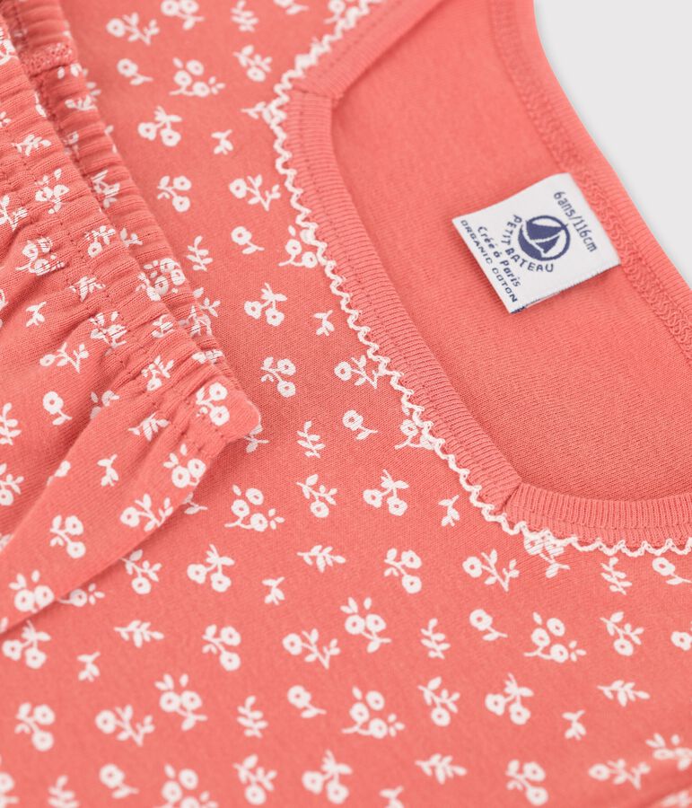 Kurz&auml;rmeliger Kinderpyjama aus Bio-Baumwolle mit Blumenmuster f&uuml;r M&auml;dchen rosa/weiss