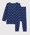 Jacquard-Pyjama mit Yetimotiv aus Wolle/Baumwolle für Jungen blau MEDIEVAL/weiss MARSHMALLOW