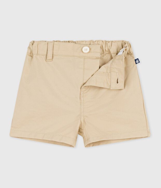 Baby-Shorts aus einfarbiger Baumwolle beige