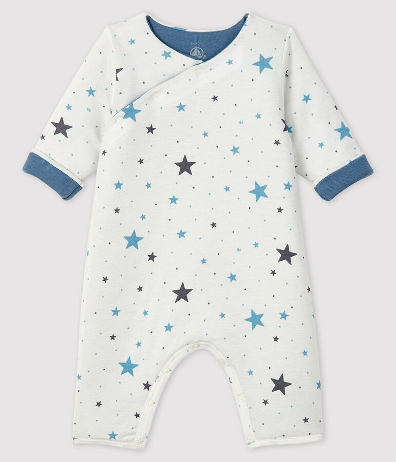 Langer Baby-Overall aus Rippstrick weiss MARSHMALLOW/grau TEMPETE