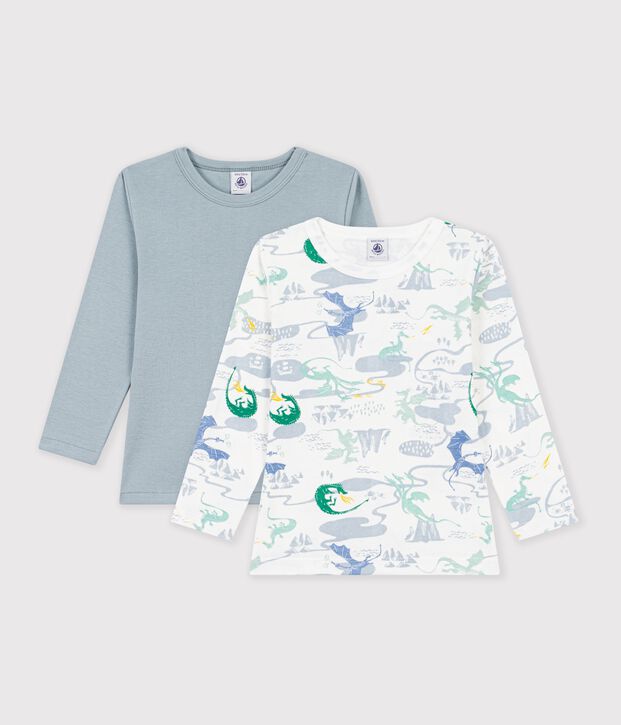 Set lang&auml;rmeliger Kinder T-Shirts aus Baumwolle mit Drachenmotiv vielfarbig