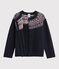Kinder-Cardigan aus Wolle und Baumwolle für Mädchen blau SMOKING/weiss MULTICO