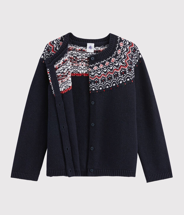 Kinder-Cardigan aus Wolle und Baumwolle f&uuml;r M&auml;dchen blau/vielfarbig