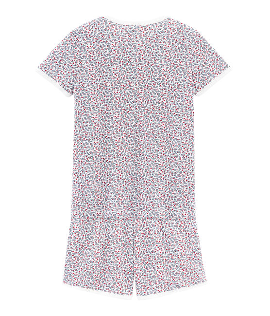 Rippstrick-Kurzpyjama für Mädchen weiss MARSHMALLOW/weiss MULTICO