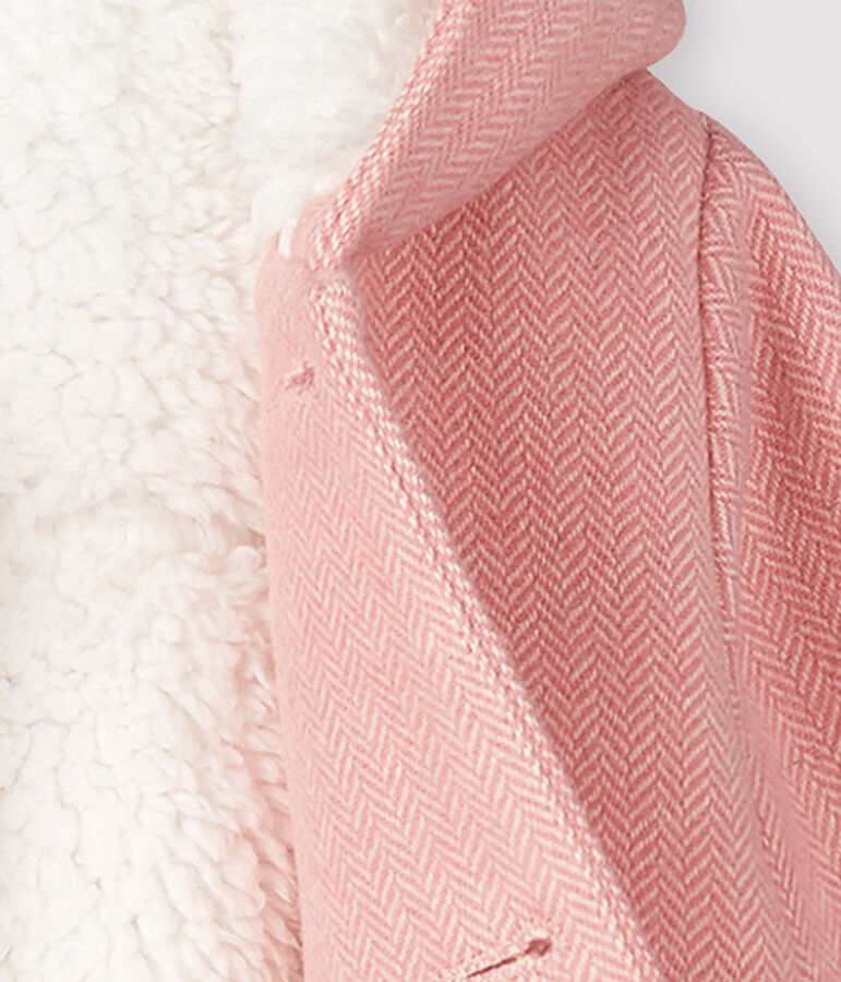 Baby-Mantel f&uuml;r M&auml;dchen aus Wollstoff rosa/weiss