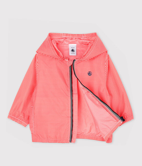 Baby-Windjacke aus recyceltem Polyamid Mädchen/Jungen rosa GROSEILLER/weiss MARSHMALLOW