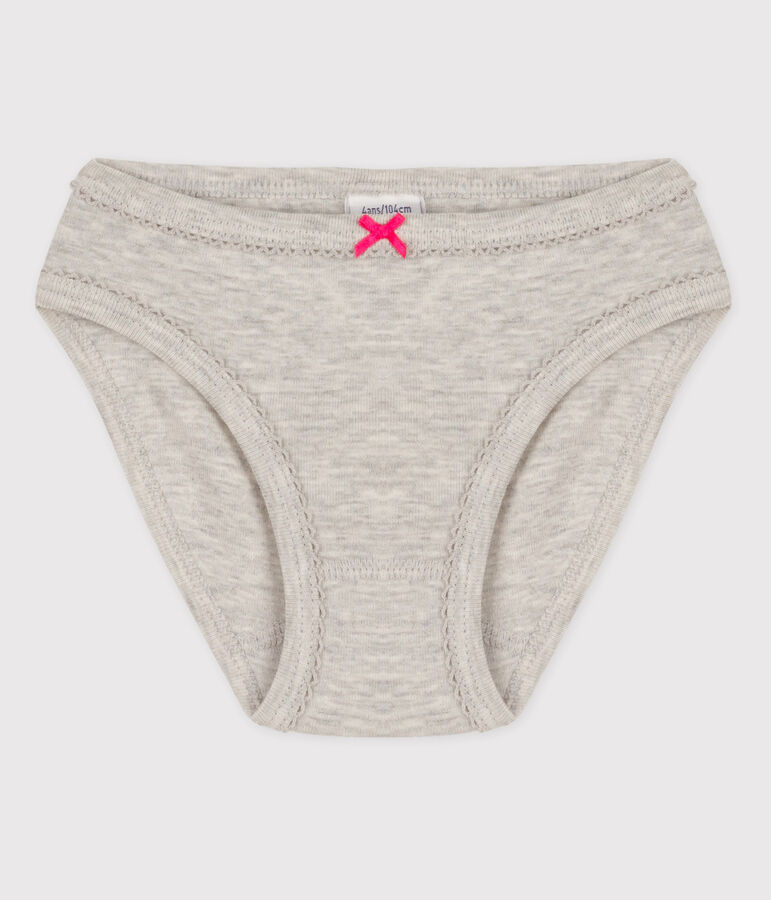 3er-Set Slips aus Baumwolle mit Badmintonmotiv f&uuml;r M&auml;dchen grau