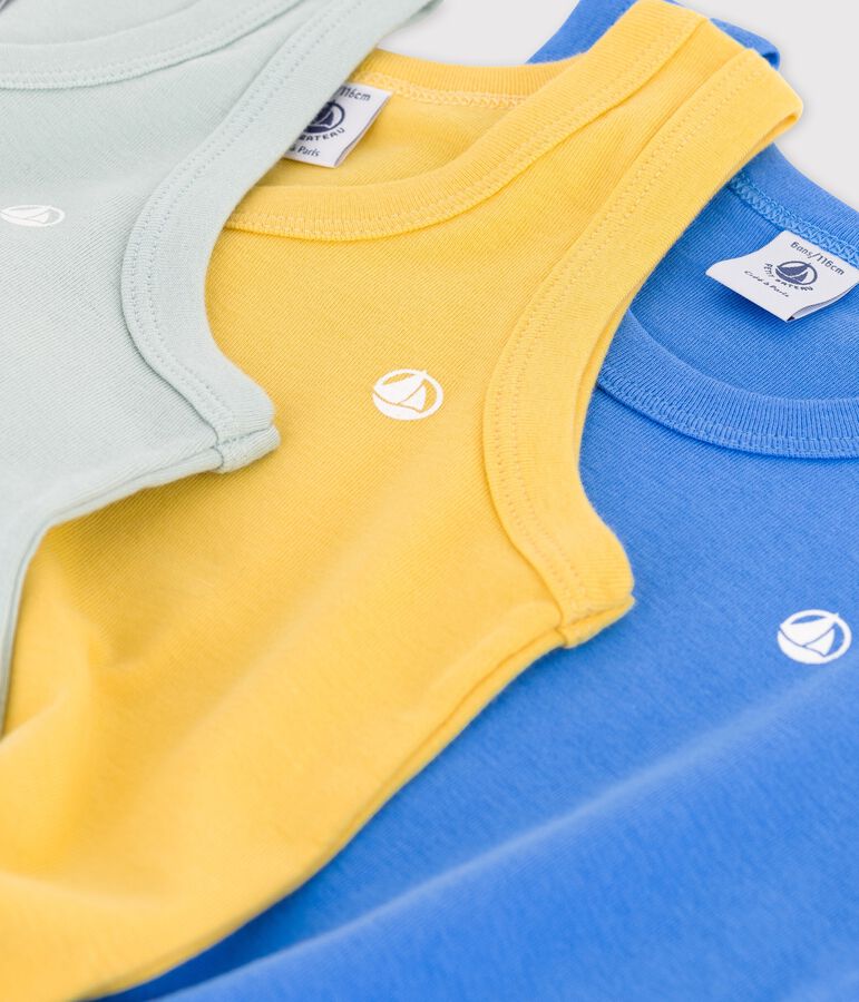 3er-Set einfarbige Unterhemden aus Baumwolle f&uuml;r Jungen vielfarbig